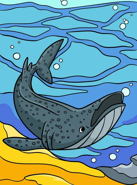 Clipart Bande Dessinée Montre Une Illustration Requin Baleine — Image vectorielle