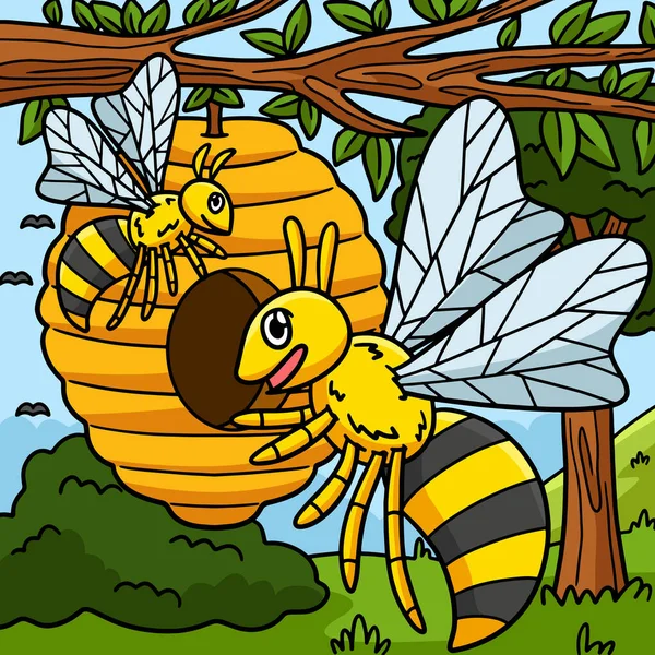 Cartoon Clipart Shows Bee Illustration — Stock Vector
