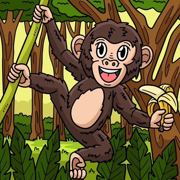 Kreskówka Clipart Pokazuje Ilustrację Małpy — Wektor stockowy