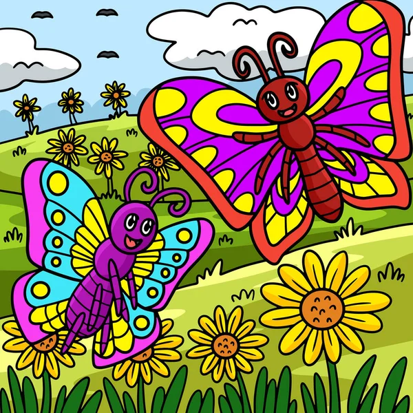 Este Clipart Dibujos Animados Muestra Una Ilustración Mariposa — Archivo Imágenes Vectoriales