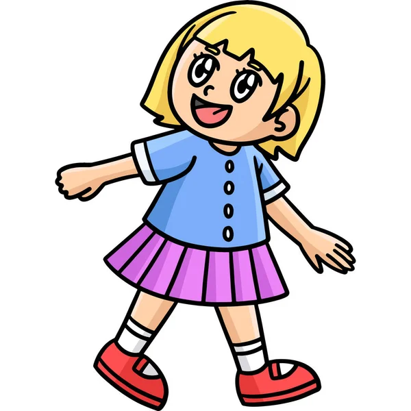 Dieses Cartoon Cliparts Zeigt Ein Happy Little Girl Illustration — Stockvektor