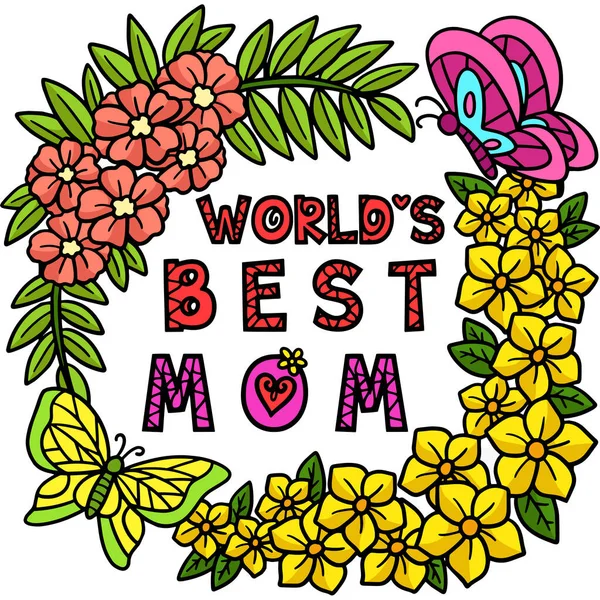 Este Clipart Desenho Animado Mostra Mundos Melhor Mãe Ilustração — Vetor de Stock
