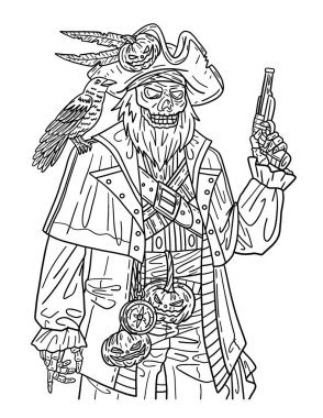 Bir İskelet Korsanının şirin ve güzel renkli sayfası. Yetişkinlere saatlerce boyama eğlencesi sağlar.