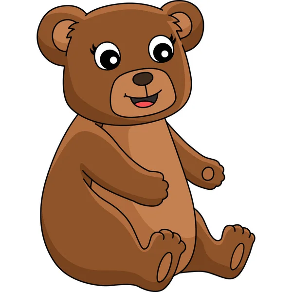 这个卡通片部分展示了一个坐着的泰迪熊的插图 — 图库矢量图片