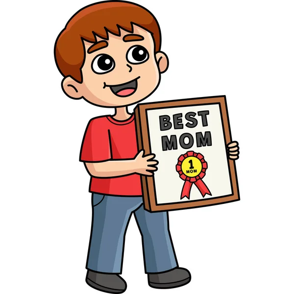 この漫画のクリップは 賞のイラストを与える子供を示しています — ストックベクタ