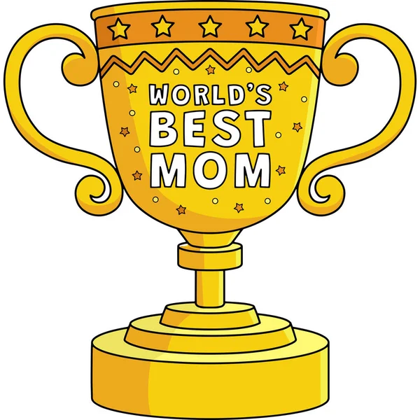 Questa Clipart Cartone Animato Mostra Happy Mothers Day Trophy Illustrazione — Vettoriale Stock
