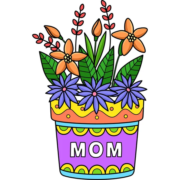 Cartoon Clipart Shows Mothers Day Flower Pots Illustration — Stock Vector