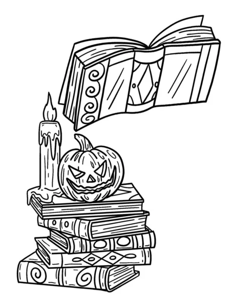 Cute Beautiful Coloring Page Books Pumpkin Candle Provides Hours Coloring — Stock Vector
