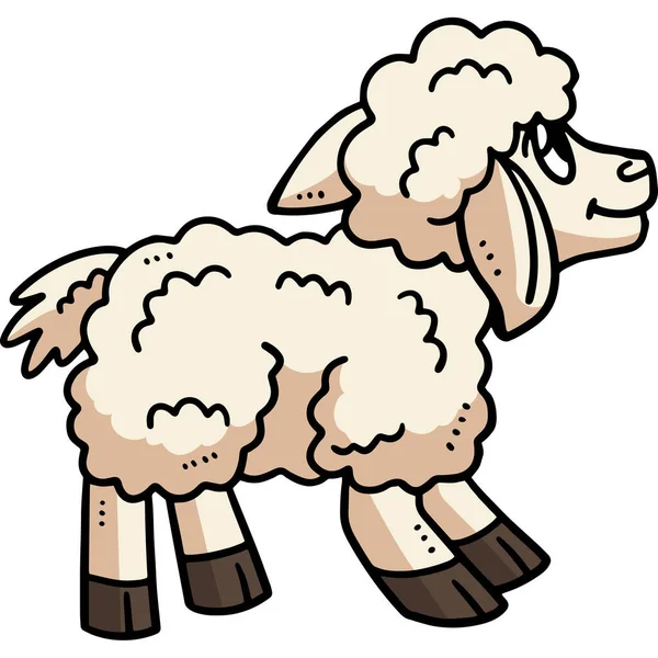 Cartoon Clipart Shows Baby Sheep Illustration — Stock Vector