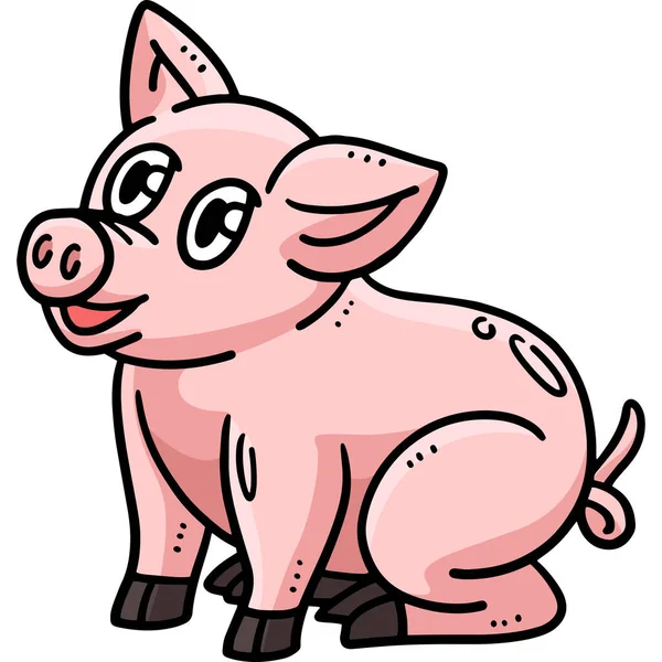 这个漫画部分展示了一个小猪的图解 — 图库矢量图片