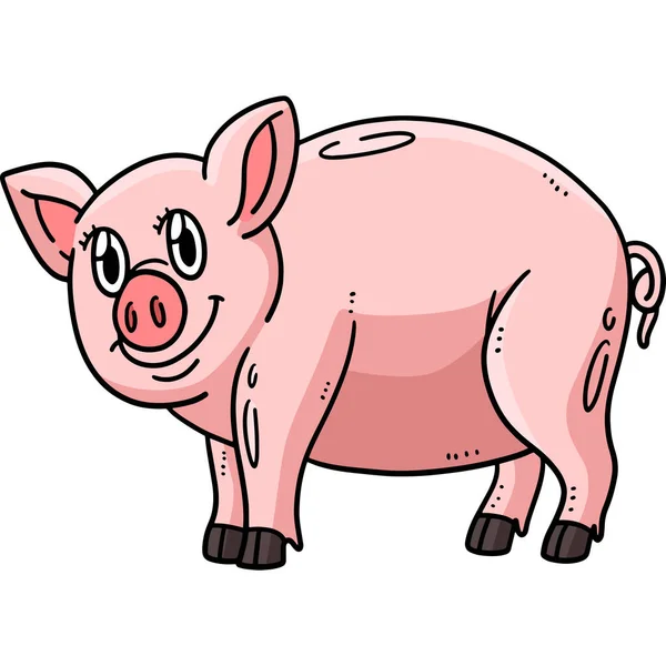 Este Clipart Desenhos Animados Mostra Uma Ilustração Porco Mãe — Vetor de Stock