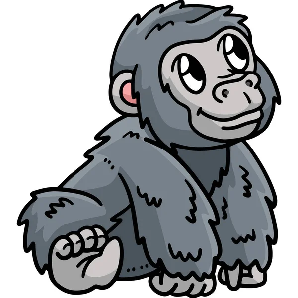 Ten Klip Kreskówki Pokazuje Ilustrację Baby Gorilla — Wektor stockowy