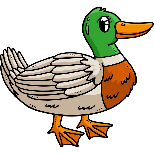 Este Clipart Dibujos Animados Muestra Una Ilustración Mother Duck — Vector de stock