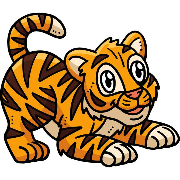 Questa Clipart Cartone Animato Mostra Illustrazione Baby Tiger — Vettoriale Stock