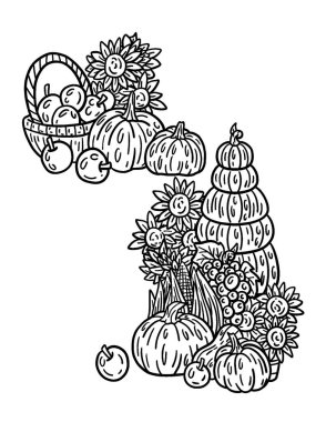 Sonbahar hasadıyla birlikte Şükran Günü Kapısı 'nın şirin ve güzel bir boyama sayfası. Yetişkinlere saatlerce boyama eğlencesi sağlar.