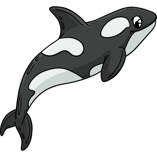 Ten Klip Kreskówek Pokazuje Ilustrację Wieloryba Matka Zabójca — Wektor stockowy