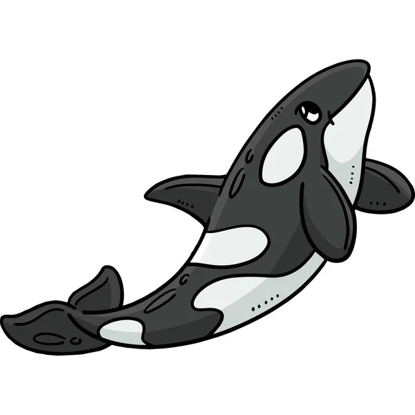 この漫画のクリップは ベビーキラークジラのイラストを示しています — ストックベクタ