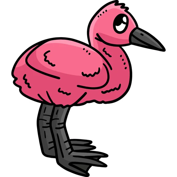 Este Clipart Desenhos Animados Mostra Uma Ilustração Baby Flamingo — Vetor de Stock