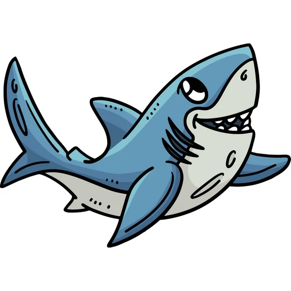 Dieses Cartoon Cliparts Zeigt Ein Baby Great White Shark Illustration — Stockvektor
