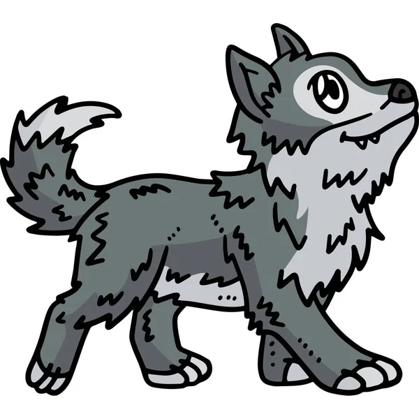 Questa Clipart Cartone Animato Mostra Illustrazione Baby Wolf — Vettoriale Stock
