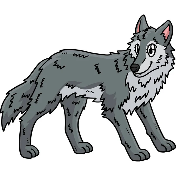 Cartoon Clipart Shows Mother Wolf Illustration — Stock Vector