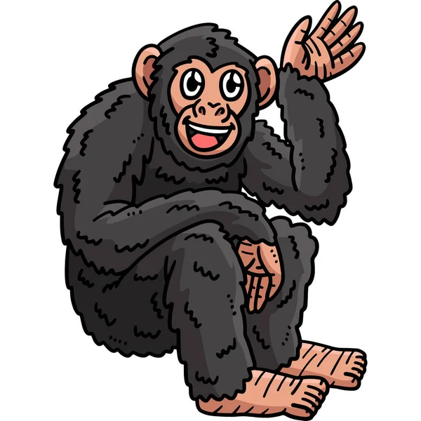 Este Clipart Dibujos Animados Muestra Una Ilustración Baby Chimpanzee — Vector de stock