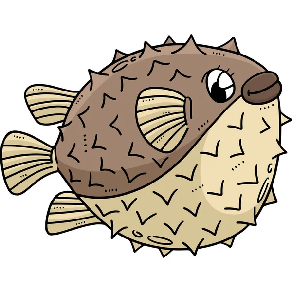 Αυτό Κλιπ Κινουμένων Σχεδίων Δείχνει Μια Εικόνα Mother Pufferfish — Διανυσματικό Αρχείο