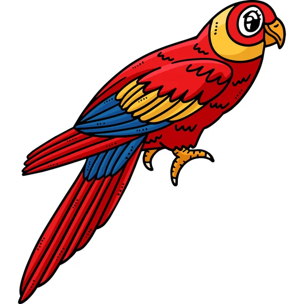 Ten Klip Kreskówek Pokazuje Ilustrację Matki Papugi — Wektor stockowy