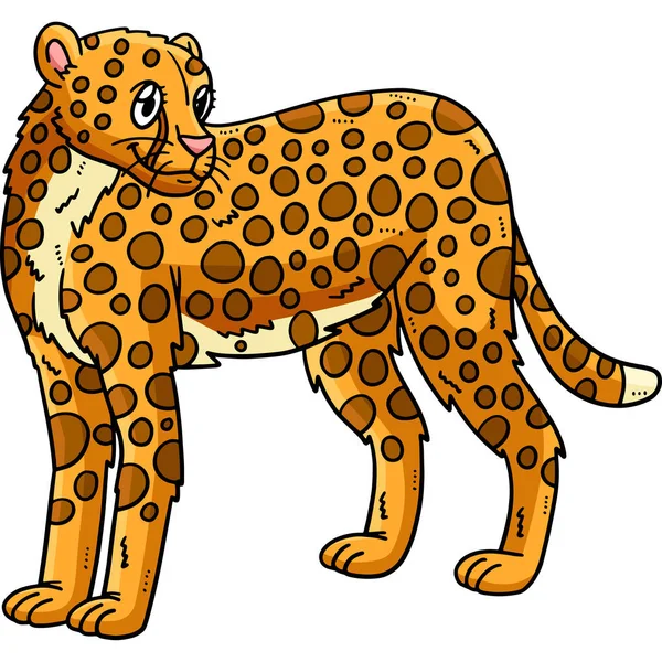 Cartoon Clipart Shows Mother Cheetah Illustration — Stock Vector