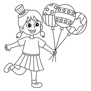 Balonları Tutan 4 Temmuz Kızı 'nın sevimli ve komik renkli bir sayfası. Çocuklar için saatlerce boyama eğlencesi sağlıyor. Renk, bu sayfa çok kolay. Küçük çocuklar ve yeni yürümeye başlayanlar için uygun..