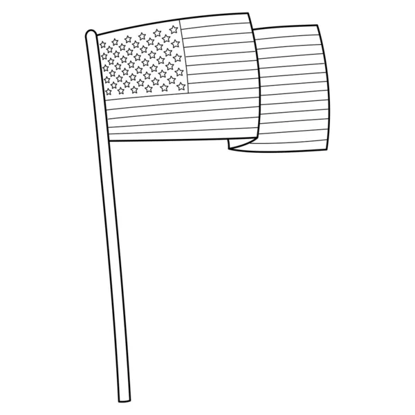 Μια Χαριτωμένη Και Αστεία Σελίδα Χρωματισμού Μιας Αμερικανικής Σημαίας Της — Διανυσματικό Αρχείο