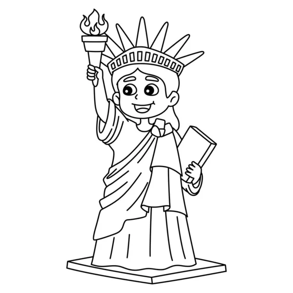 Μια Χαριτωμένη Και Αστεία Σελίδα Χρωματισμού Ενός Αγάλματος Της Ελευθερίας — Διανυσματικό Αρχείο