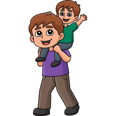 Bu karikatür, oğlunu taşıyan bir babayı gösteriyor..