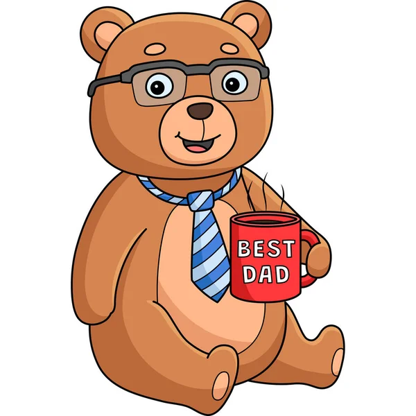 Dieser Cartoon Clip Zeigt Einen Teddybär Als Beste Papa Illustration — Stockvektor