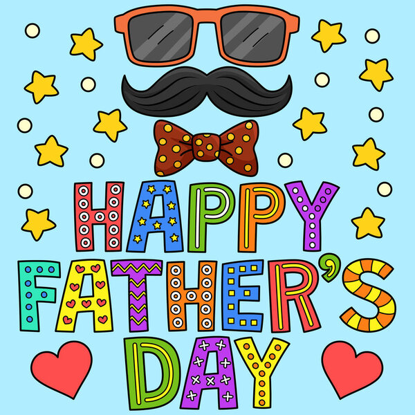 This cartoon clipart shows a Happy Fathers Day illustration.