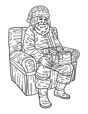 Noel Baba 'nın oturduğu sevimli ve güzel bir boyama sayfası. Yetişkinlere saatlerce boyama eğlencesi sağlar.