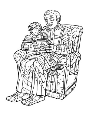 Büyükbaba ve torunun sevimli ve güzel bir boyama sayfası. Yetişkinlere saatlerce boyama eğlencesi sağlar.