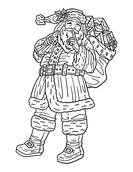 Милая и красивая страница раскраски рождественского Санта-Клауса. Обеспечивает часы раскраски веселья для взрослых.