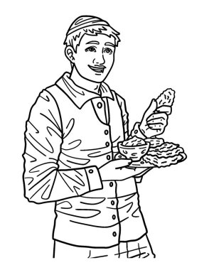 Latke yiyen bir Hanuka Adamı 'nın şirin ve güzel bir boyama sayfası. Yetişkinlere saatlerce boyama eğlencesi sağlar.