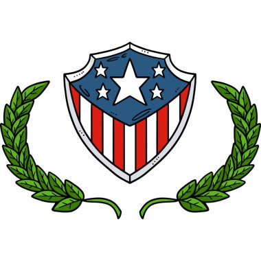 Bu karikatür parçası bir Shield Star Stripes ve Laurel Çelenk illüstrasyonunu gösteriyor..
