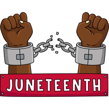 Bu karikatür parçası Kırık Zincirler Juneteenth çizimini gösteriyor.
