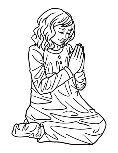 Cute Beautiful Coloring Page Hanukkah Child Praying Provides Hours Coloring — Stock Vector