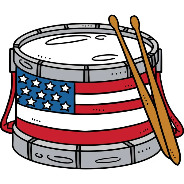 Karikatür Klibinde Bir Marching Drum Illüstrasyonu Gösteriliyor — Stok Vektör