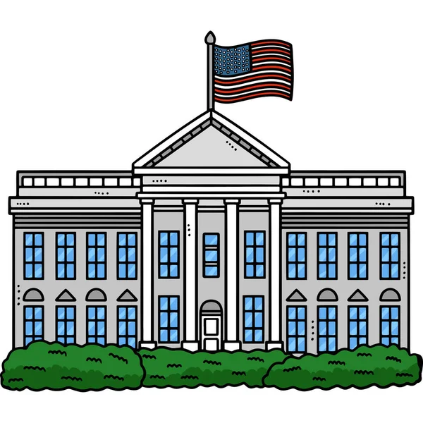 Karikatür Beyaz Saray Gösteriyor — Stok Vektör
