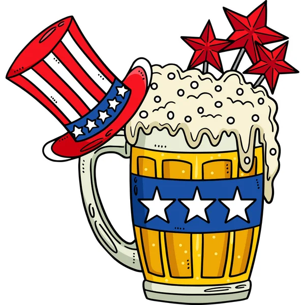 Cartoon Clipart Shows Beer Mug Top Hat Illustration — Stock Vector