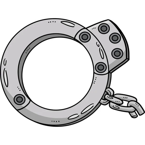 stock vector This cartoon clipart shows a Handcuff illustration