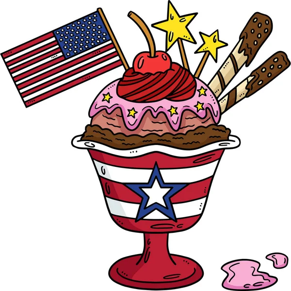 Cartoon Clipart Shows Ice Cream Parfait Flag Illustration — Stock Vector