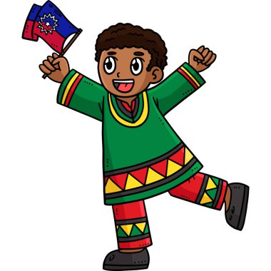 Bu karikatür klipinde Afro-Amerikan bir çocuk ve Haziran bayrağı illüstrasyonu gösteriliyor.