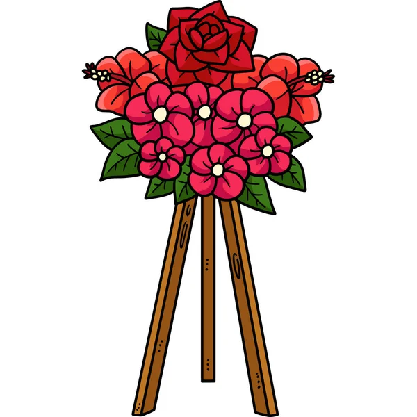 Questa Clipart Del Fumetto Mostra Illustrazione Flower Standee — Vettoriale Stock