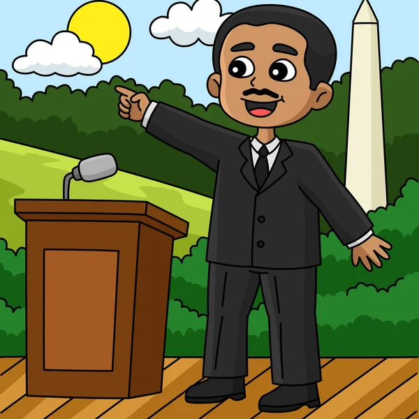 Karikatür Haziran Martin Luther King Ini Gösteriyor — Stok Vektör